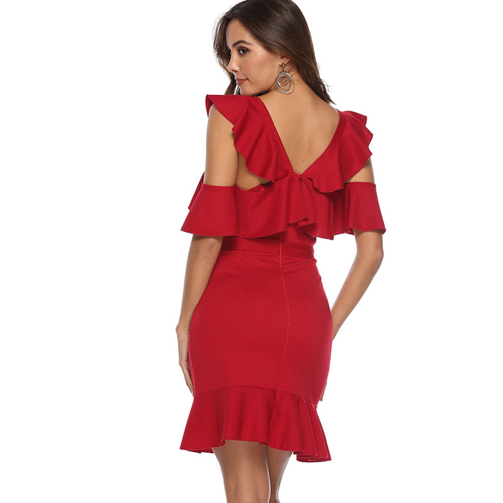 Damen Raffiniertes Kleid mit schwingenden Rüschen Echo Archiv