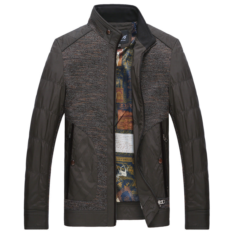 Herren Hybrid-Übergangsjacke mit gesteppter Frontpartie, Stehkragen und verdecktem Reißverschluss – Taviero