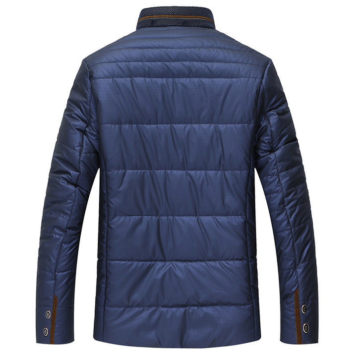 Herren gesteppte Thermo-Steppjacke mit Kunstleder-Schulterpasse und Teddykragen – Taviero