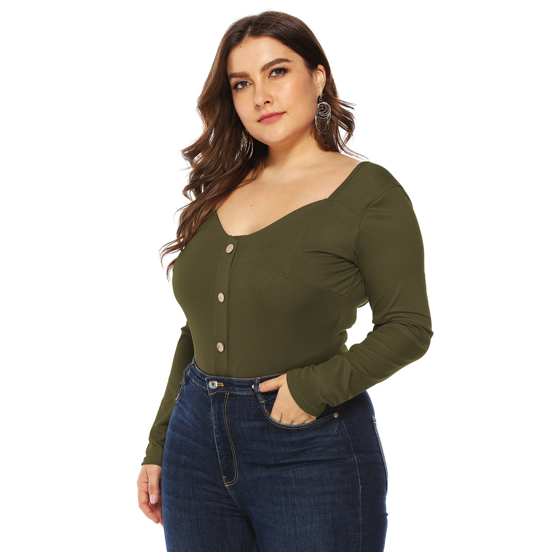 Damen Einteiler mit langen Ärmeln und Knopfdetails – Solévia