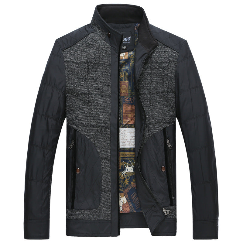 Herren Hybrid-Übergangsjacke mit gesteppter Frontpartie, Stehkragen und verdecktem Reißverschluss – Taviero