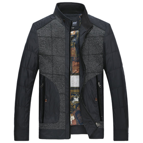 Herren Hybrid-Übergangsjacke mit gesteppter Frontpartie, Stehkragen und verdecktem Reißverschluss – Taviero
