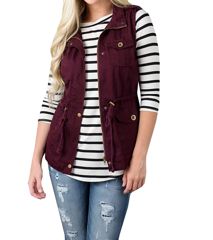 Damen nan Utility-Weste mit Tunnelzug, Kapuze und aufgesetzten Taschen Echo Archiv