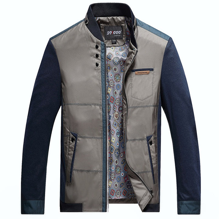 Herren Übergangsjacke mit Stehkragen und gemustertem Innenfutter – Taviero