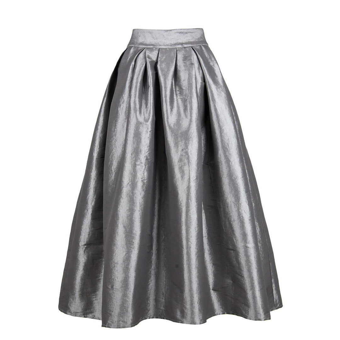 Damen Maxirock aus Satin mit hoher Taille & weitem Tellerrock – Valéora