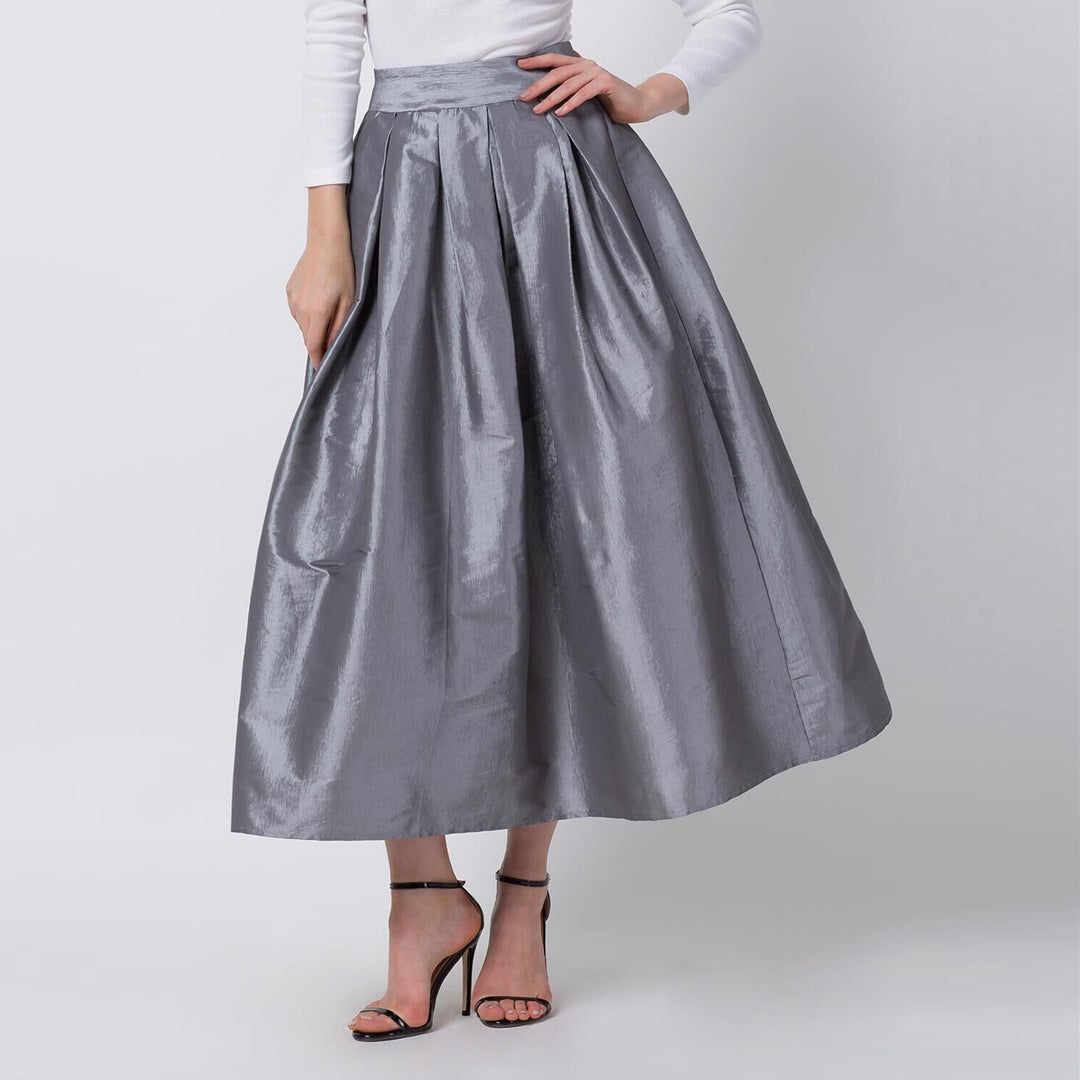 Damen Maxirock aus Satin mit hoher Taille & weitem Tellerrock – Valéora