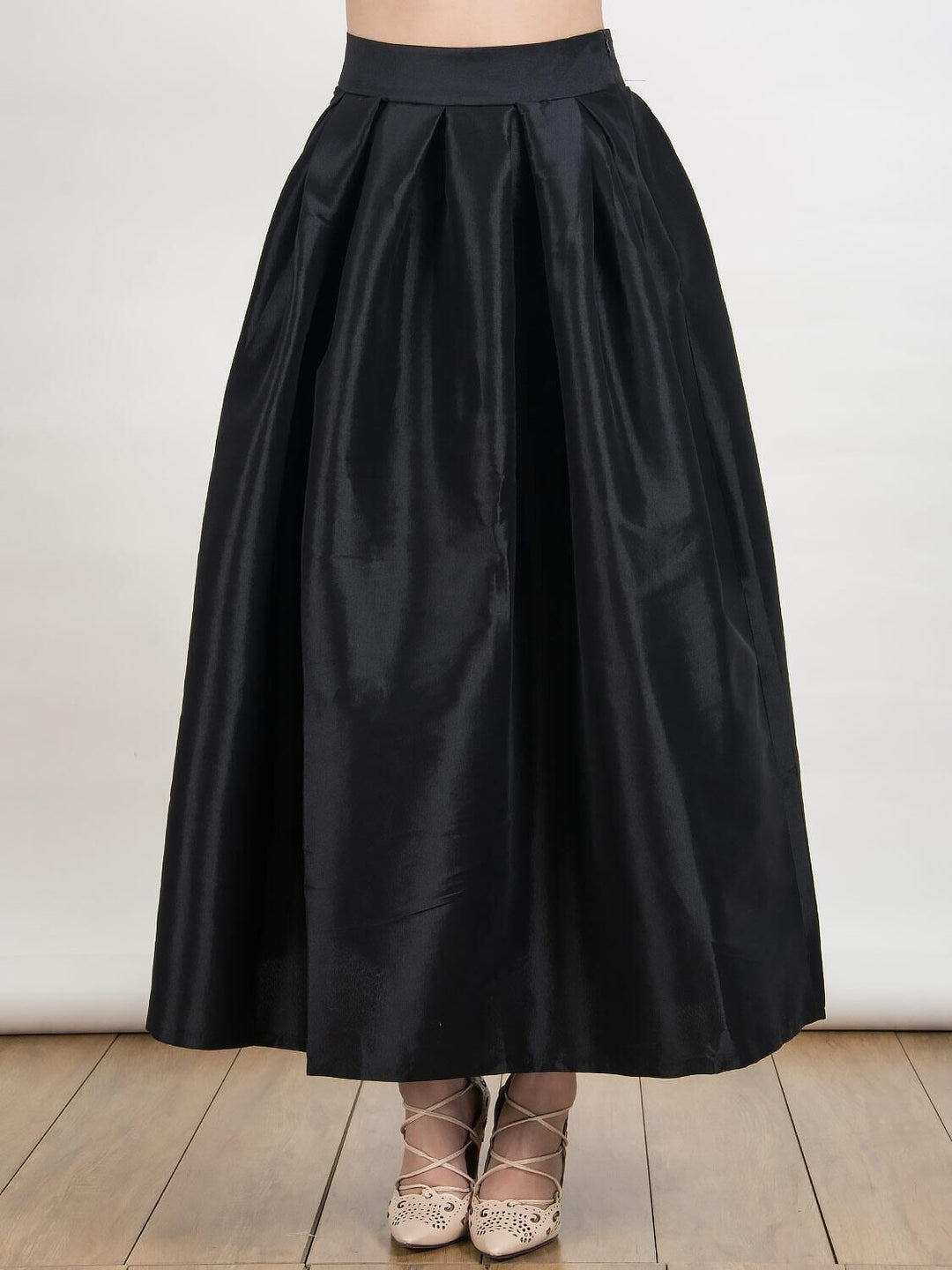 Damen Maxirock aus Satin mit hoher Taille & weitem Tellerrock – Valéora
