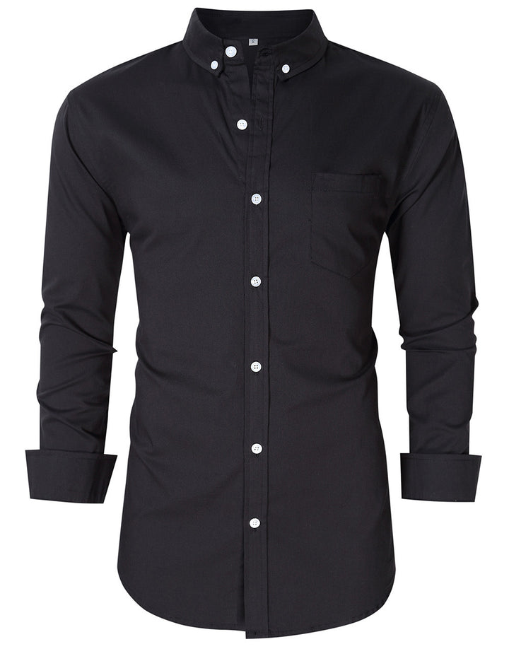 Herren Stilvolles Langarm-Hemd mit modernem Button-Down Kragen und Brusttasche Echoarchiv