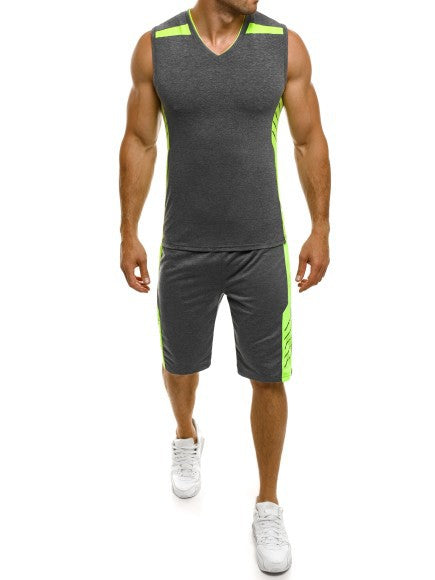 Herren Sportliches Tanktop mit Shorts im modernen V-Ausschnitt und funktionalen Einsätzen Echoarchiv