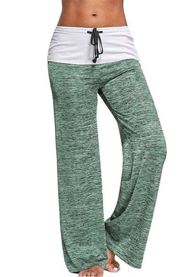 Damen Weiche Palazzo-Loungehose mit Umschlagbund, Kordelzug und weitem Bein – Avélisse