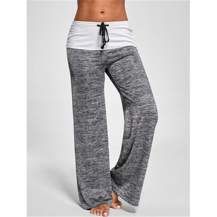 Damen Weiche Palazzo-Loungehose mit Umschlagbund, Kordelzug und weitem Bein – Avélisse