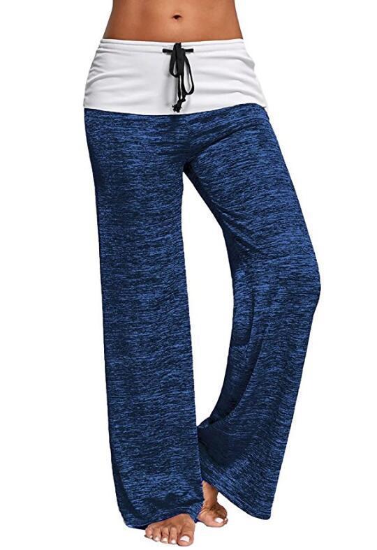 Damen Weiche Palazzo-Loungehose mit Umschlagbund, Kordelzug und weitem Bein – Avélisse