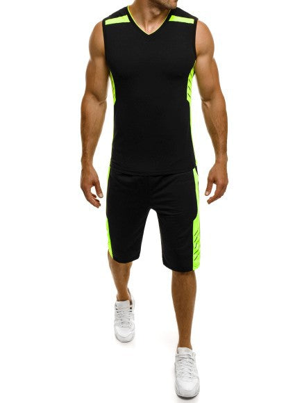 Herren Sportliches Tanktop mit Shorts im modernen V-Ausschnitt und funktionalen Einsätzen Echoarchiv