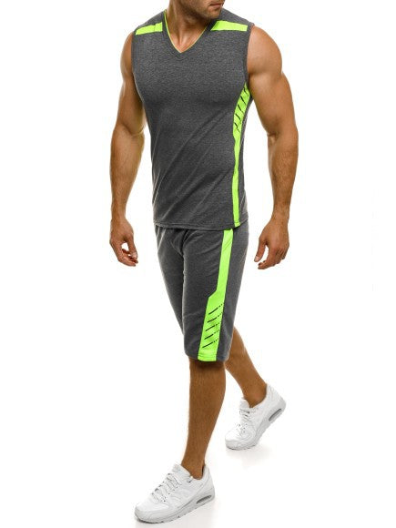 Herren Sportliches Tanktop mit Shorts im modernen V-Ausschnitt und funktionalen Einsätzen Echoarchiv