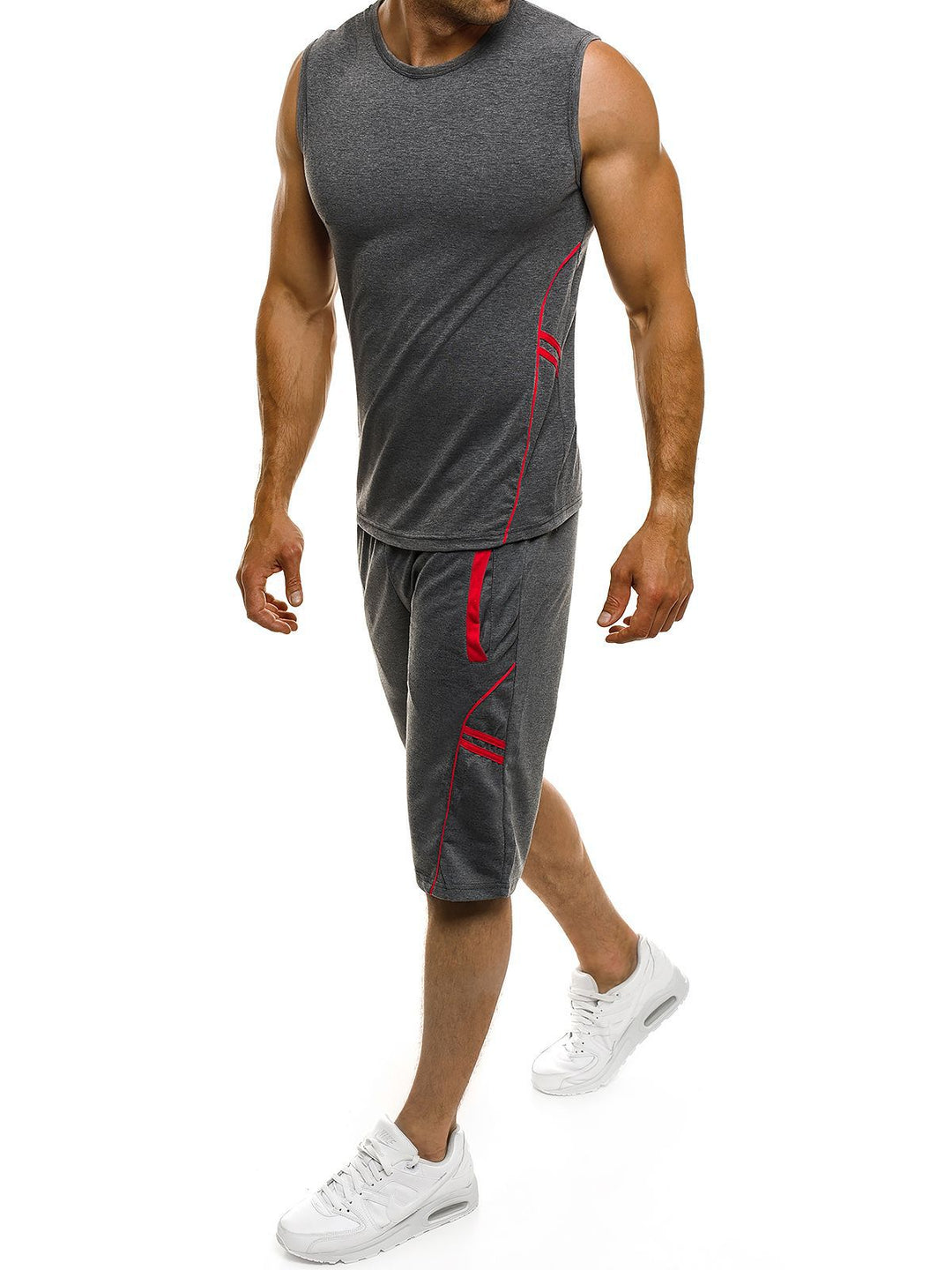 Herren Sportliches Tanktop und Shorts-Set mit reflektierenden Akzenten Echoarchiv