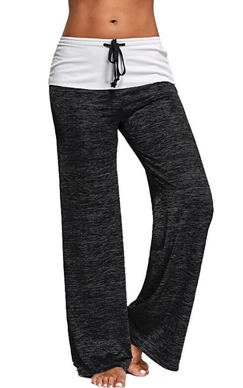 Damen Weiche Palazzo-Loungehose mit Umschlagbund, Kordelzug und weitem Bein – Avélisse