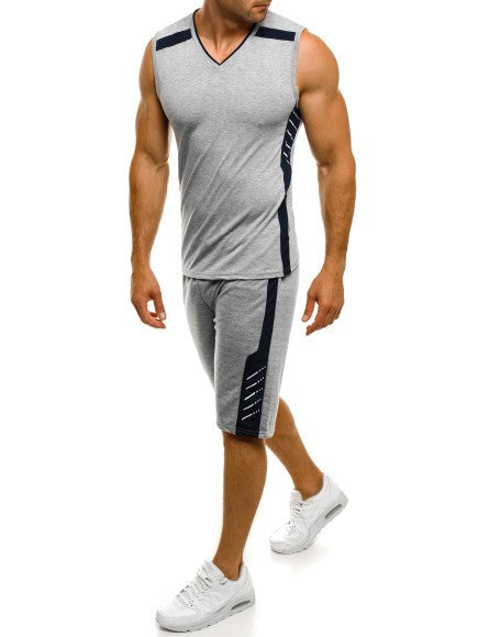 Herren Sportliches Tanktop mit Shorts im modernen V-Ausschnitt und funktionalen Einsätzen Echoarchiv
