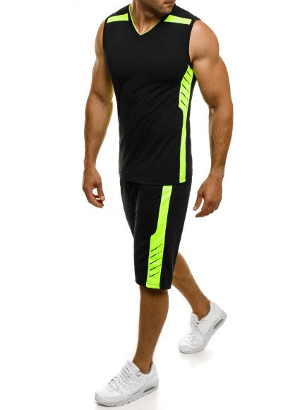 Herren Sportliches Tanktop mit Shorts im modernen V-Ausschnitt und funktionalen Einsätzen Echoarchiv