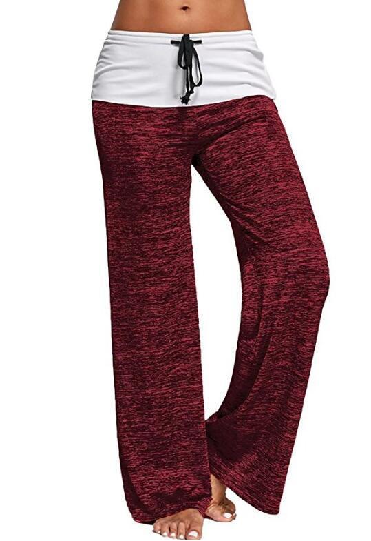 Damen Weiche Palazzo-Loungehose mit Umschlagbund, Kordelzug und weitem Bein – Avélisse