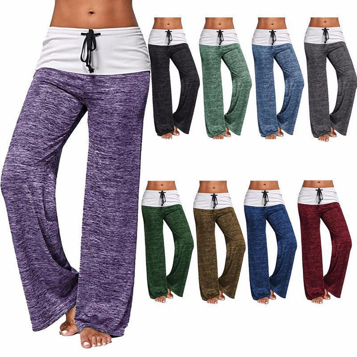 Damen Weiche Palazzo-Loungehose mit Umschlagbund, Kordelzug und weitem Bein – Avélisse