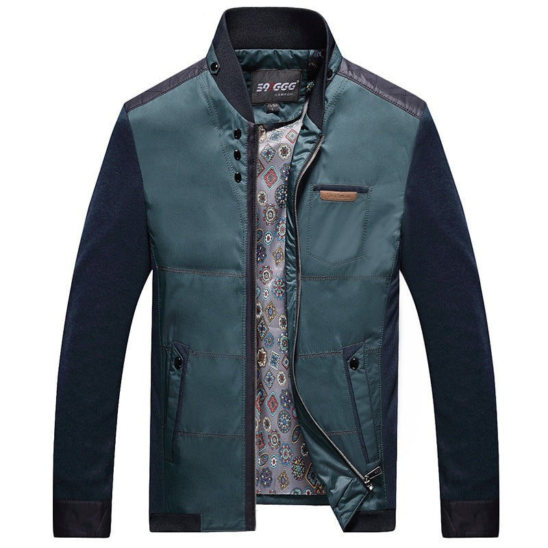 Herren Übergangsjacke mit Stehkragen und gemustertem Innenfutter – Taviero