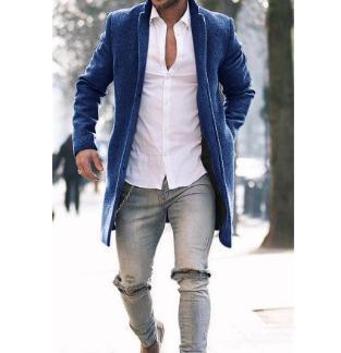Herren eleganter Langmantel im minimalistischen Design mit praktischen Taschen Echoarchiv