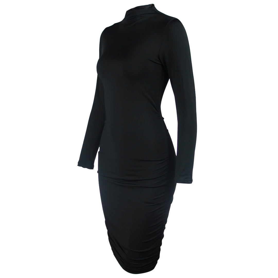 Damen elegantes Mini-Kleid mit hochgeschlossenem Design und langärmeligen Details Echo Archiv