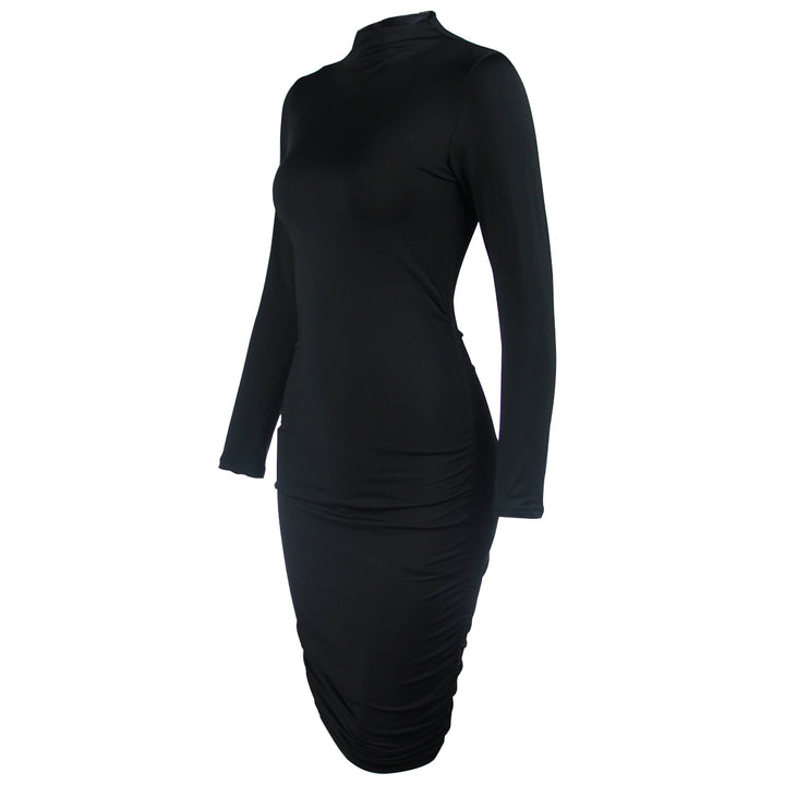 Damen elegantes Mini-Kleid mit hochgeschlossenem Design und langärmeligen Details Echo Archiv