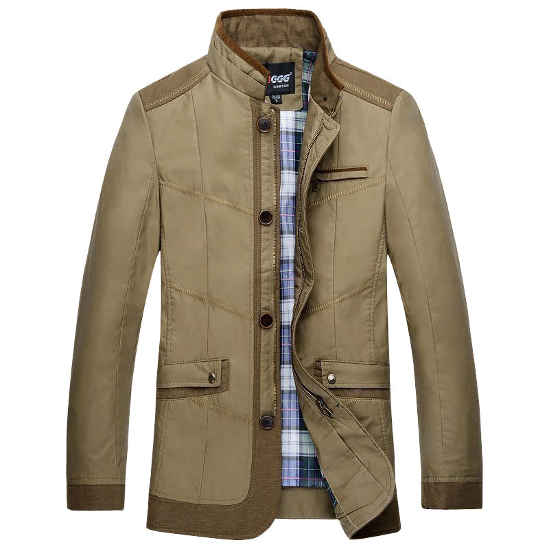 Herren Übergangsjacke im Fieldcoat-Stil mit Stehkragen und kariertem Innenfutter – Taviero