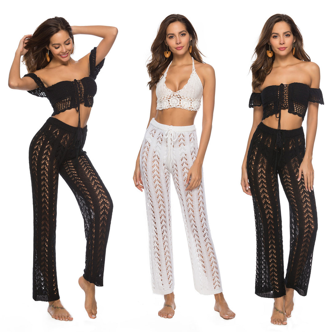 Damen luftige Strickhose mit dekorativen Häkelmustern Echo Archiv