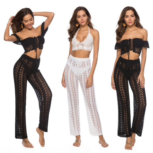 Damen luftige Strickhose mit dekorativen Häkelmustern Echo Archiv