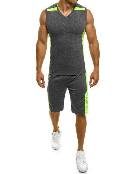 Herren Sportliches Tanktop mit Shorts im modernen V-Ausschnitt und funktionalen Einsätzen Echoarchiv