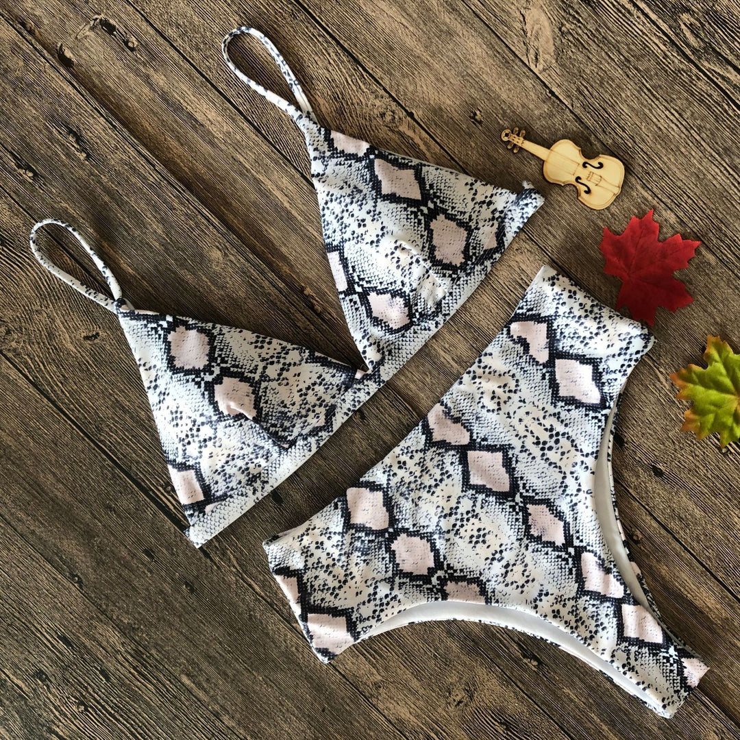 Damen Floral Triangel-Bikini-Set mit hohem Bund Echo Archiv