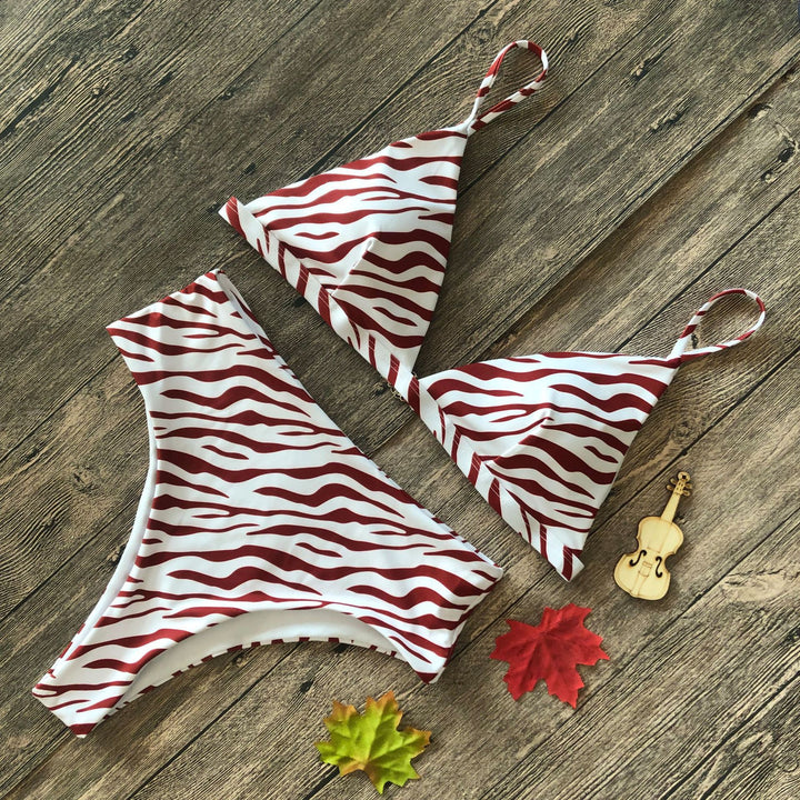 Damen Floral Triangel-Bikini-Set mit hohem Bund Echo Archiv