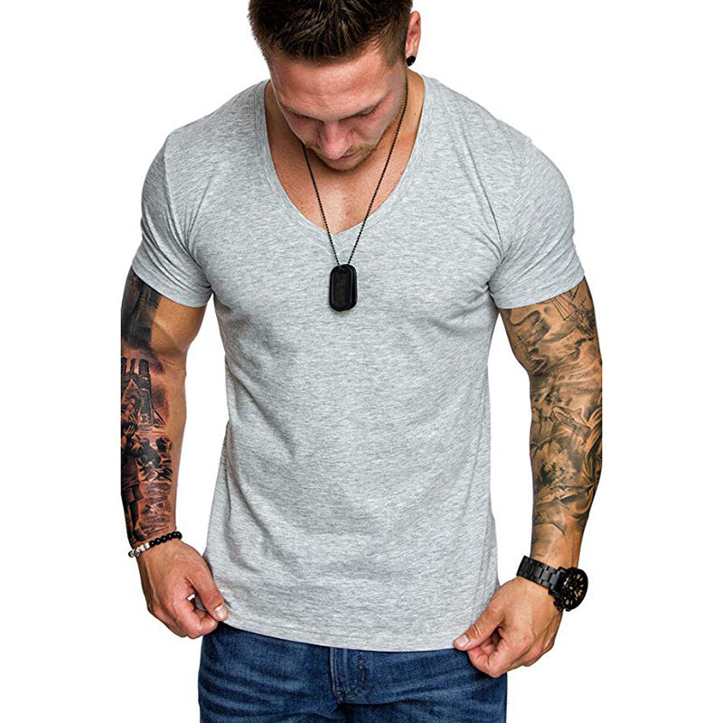 Herren V-Ausschnitt T-Shirt aus hochwertiger Baumwolle mit figurbetonter Passform Echoarchiv