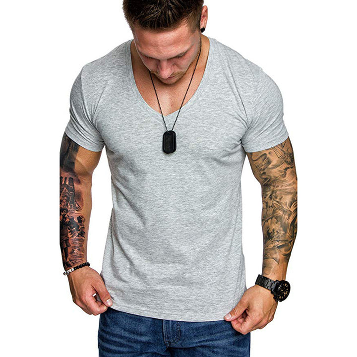 Herren V-Ausschnitt T-Shirt aus hochwertiger Baumwolle mit figurbetonter Passform Echoarchiv