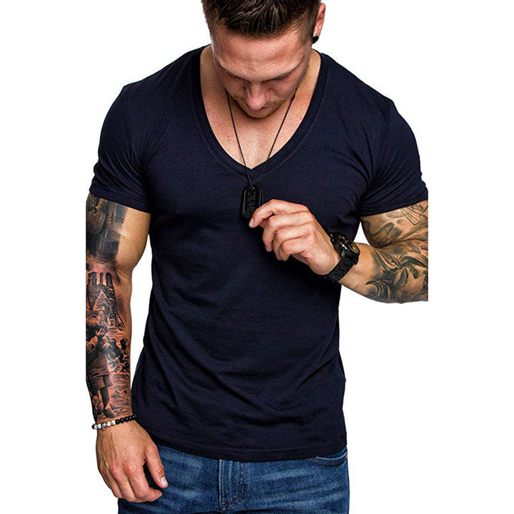Herren V-Ausschnitt T-Shirt aus hochwertiger Baumwolle mit figurbetonter Passform Echoarchiv