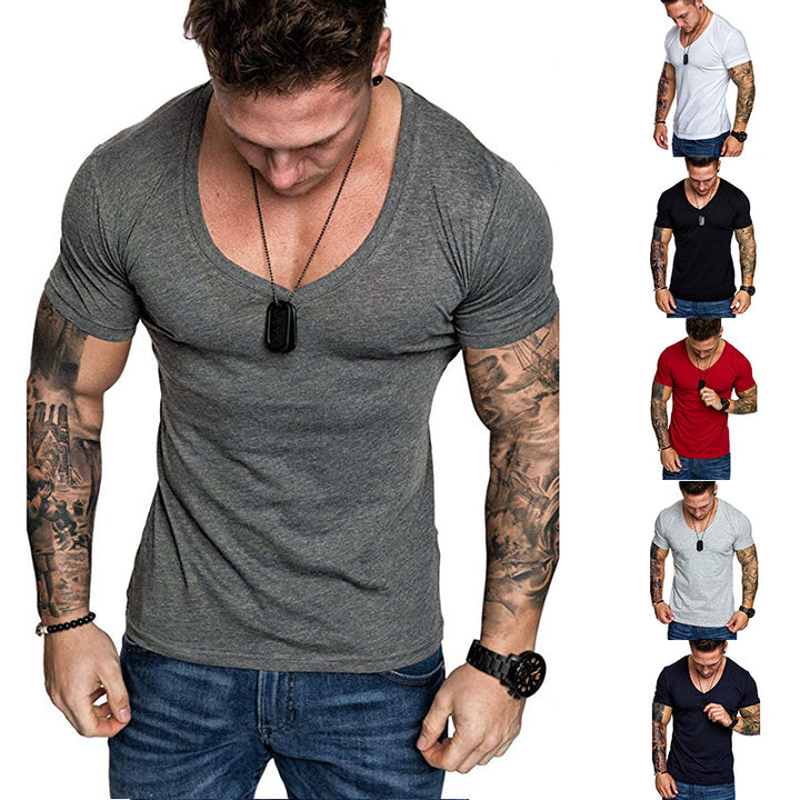 Herren V-Ausschnitt T-Shirt aus hochwertiger Baumwolle mit figurbetonter Passform Echoarchiv