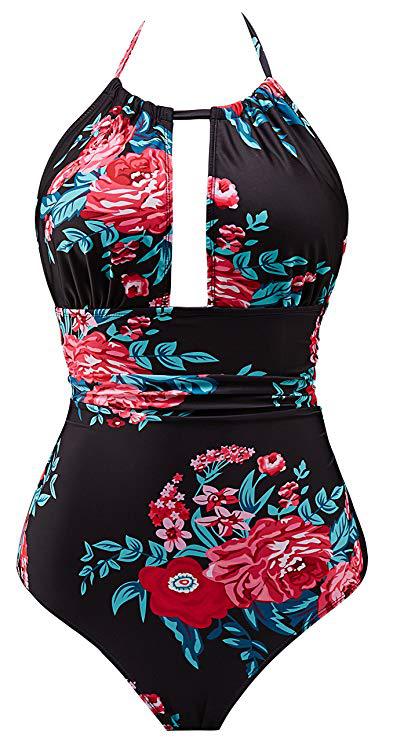 Damen Floral Badeanzug mit tiefem Ausschnitt Echo Archiv