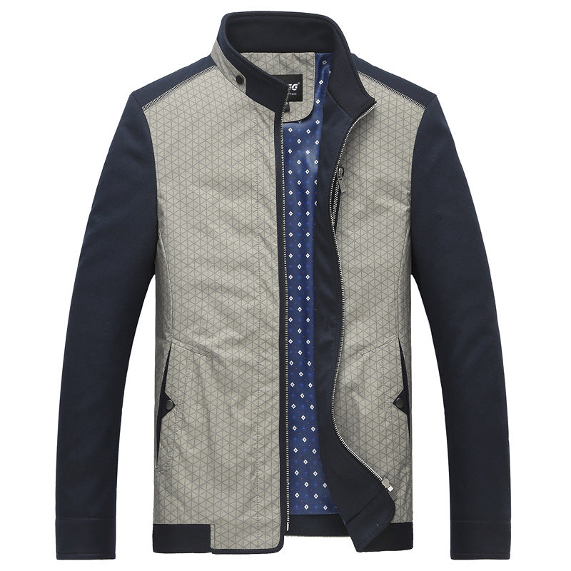 Herren Hybrid-Übergangsjacke mit gesteppter Front, Jersey-Ärmeln und Stehkragen – Taviero