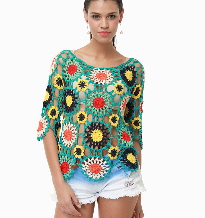 Damen Häkeloberteil mit buntem Floral-Design Echo Archiv
