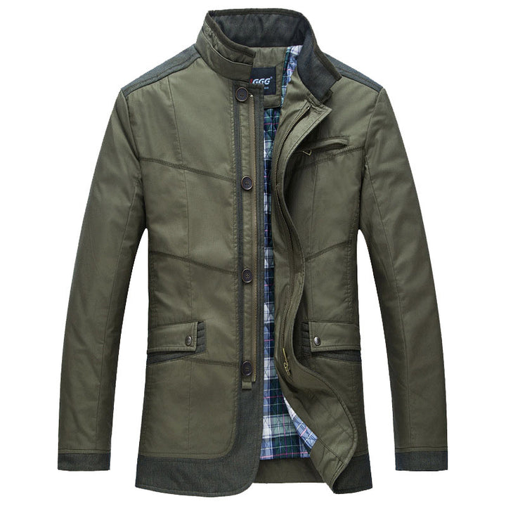 Herren Übergangsjacke im Fieldcoat-Stil mit Stehkragen und kariertem Innenfutter – Taviero