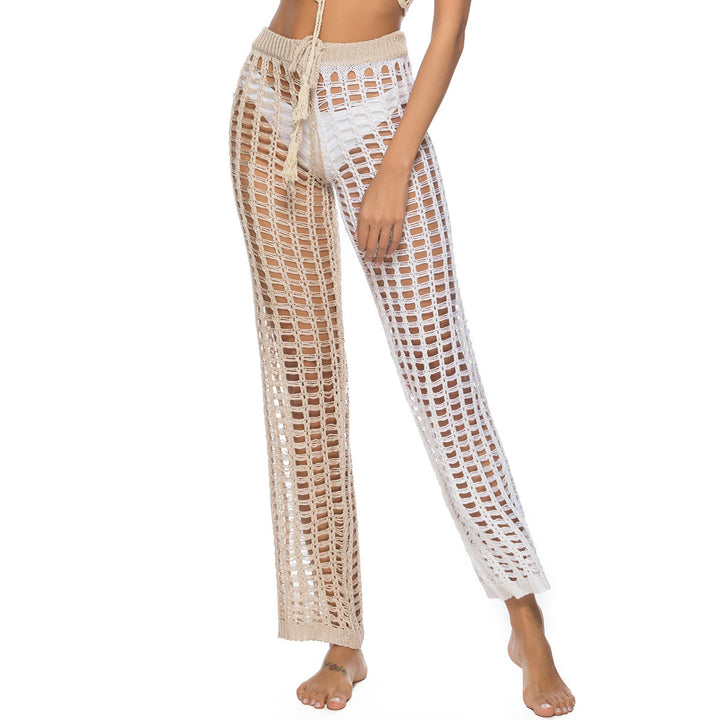 Damen Häkel-Strandhose mit transparentem Muster und modischen Fransen Echo Archiv