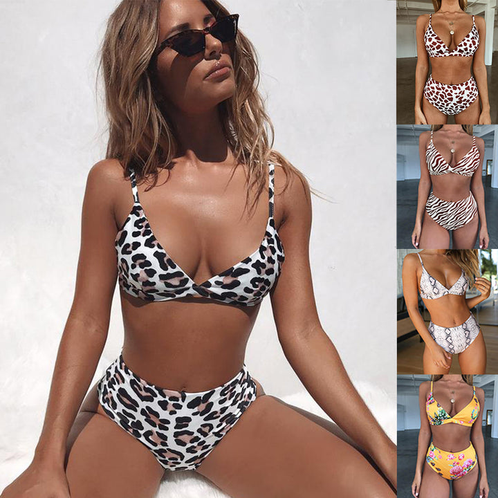 Damen Floral Triangel-Bikini-Set mit hohem Bund Echo Archiv