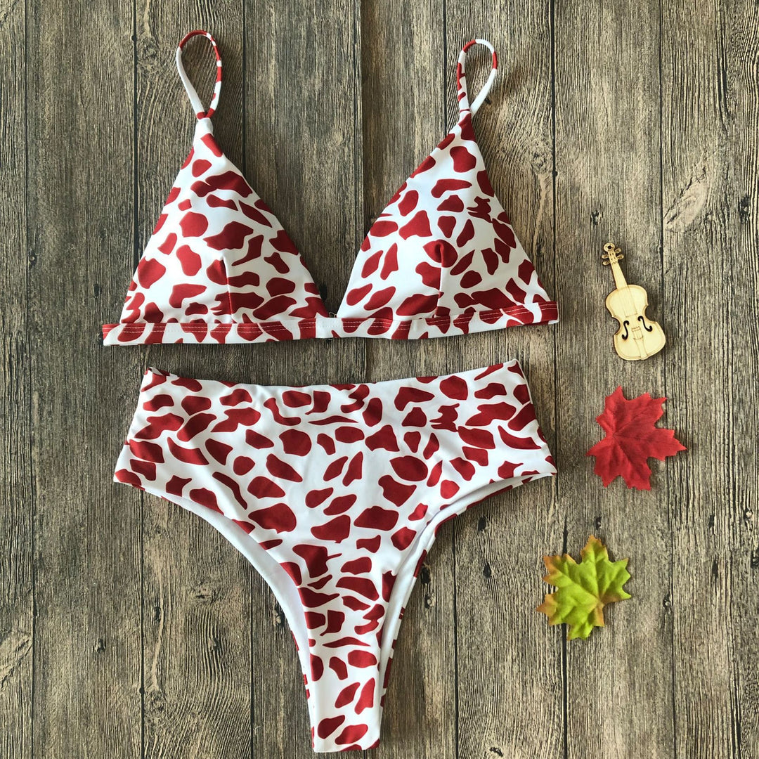 Damen Floral Triangel-Bikini-Set mit hohem Bund Echo Archiv