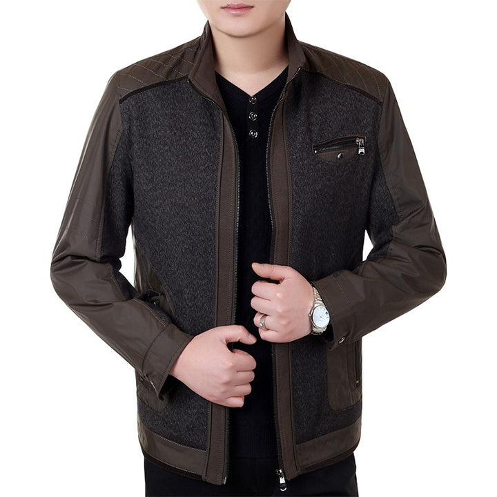 Herren Cityjacke im Materialmix mit Stehkragen und Brust-Reißverschluss – Taviero