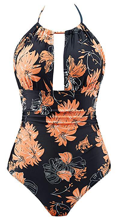 Damen Floral Badeanzug mit tiefem Ausschnitt Echo Archiv
