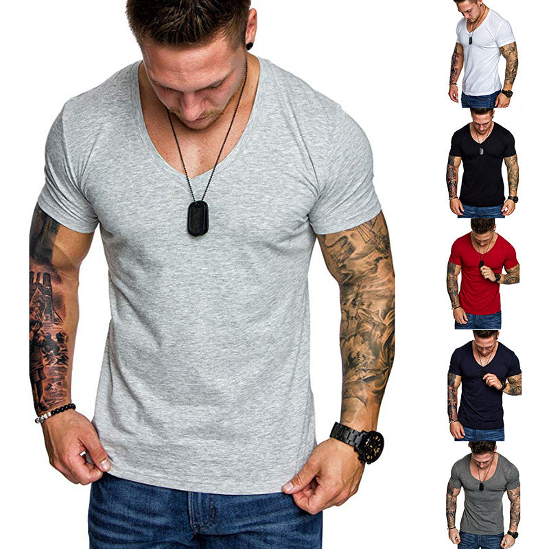 Herren V-Ausschnitt T-Shirt aus hochwertiger Baumwolle mit figurbetonter Passform Echoarchiv