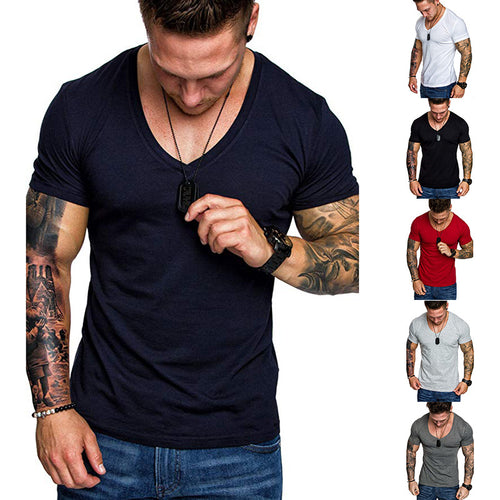 Herren V-Ausschnitt T-Shirt aus hochwertiger Baumwolle mit figurbetonter Passform Echoarchiv