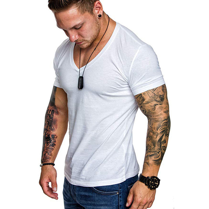 Herren V-Ausschnitt T-Shirt aus hochwertiger Baumwolle mit figurbetonter Passform Echoarchiv